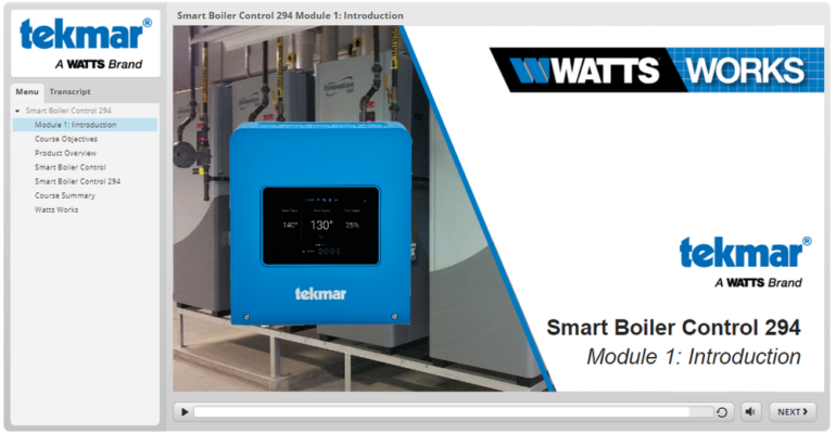 tekmar Introduces eLearning on Good Boiler Management 294