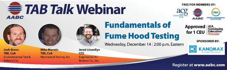 AABC to Maintain TAB Speak Webinar on Fundamentals of Fume Hood Testing