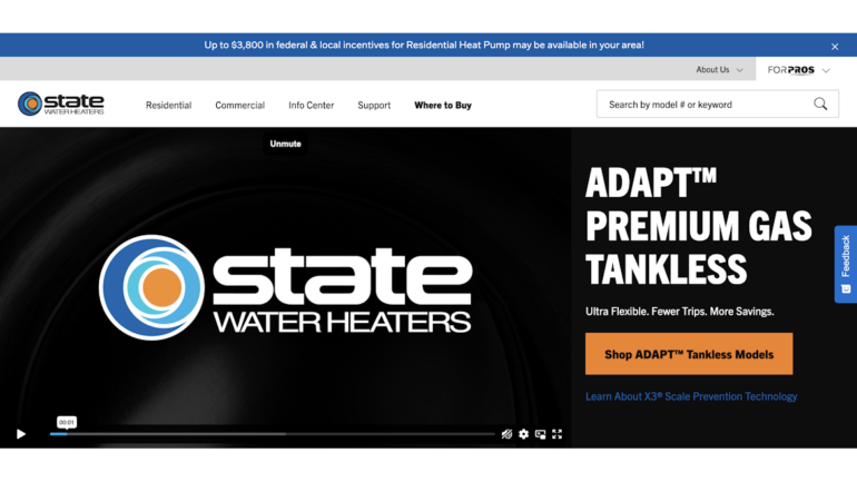 State Water Heaters Launches New Website Featuring Advanced Professional Support