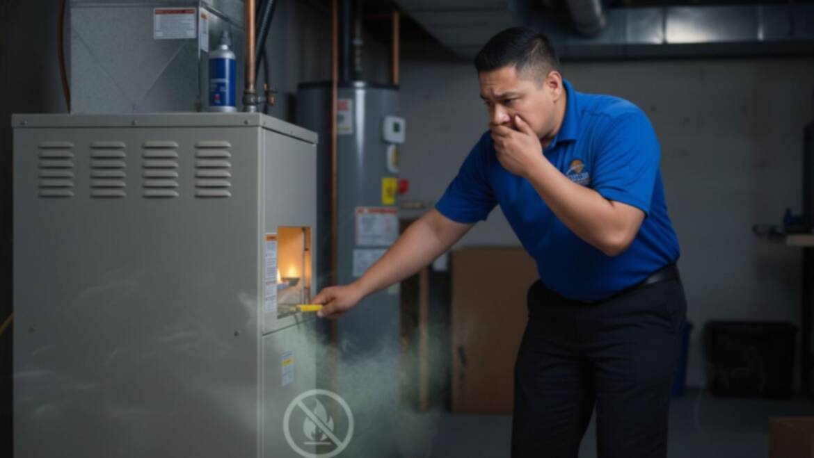 What should I do when my furnace smells like gas?