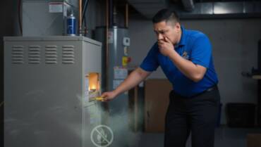 What should I do when my furnace smells like gas?