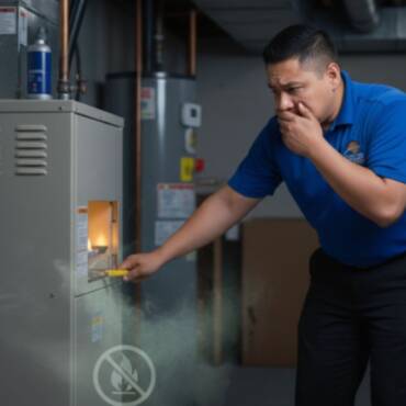 What should I do when my furnace smells like gas?