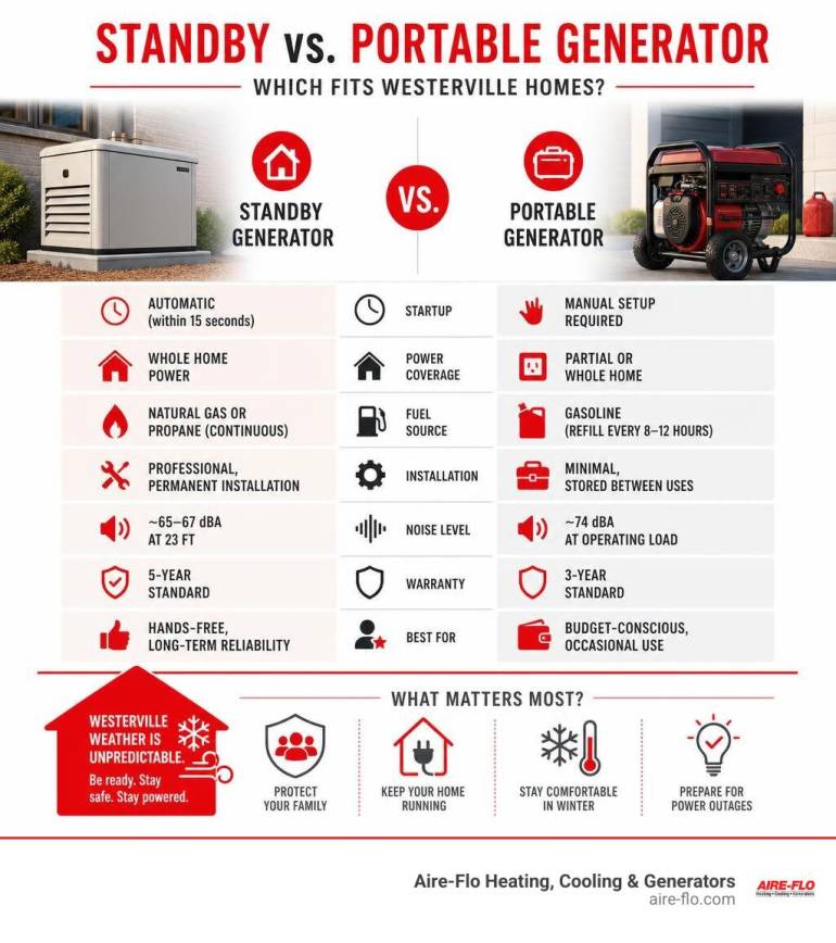 Standby vs Portable Generator Westerville: Ultimate Guide