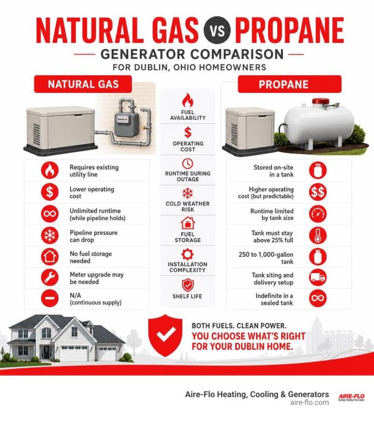 Natural Gas vs Propane Generator Dublin: Ultimate Guide
