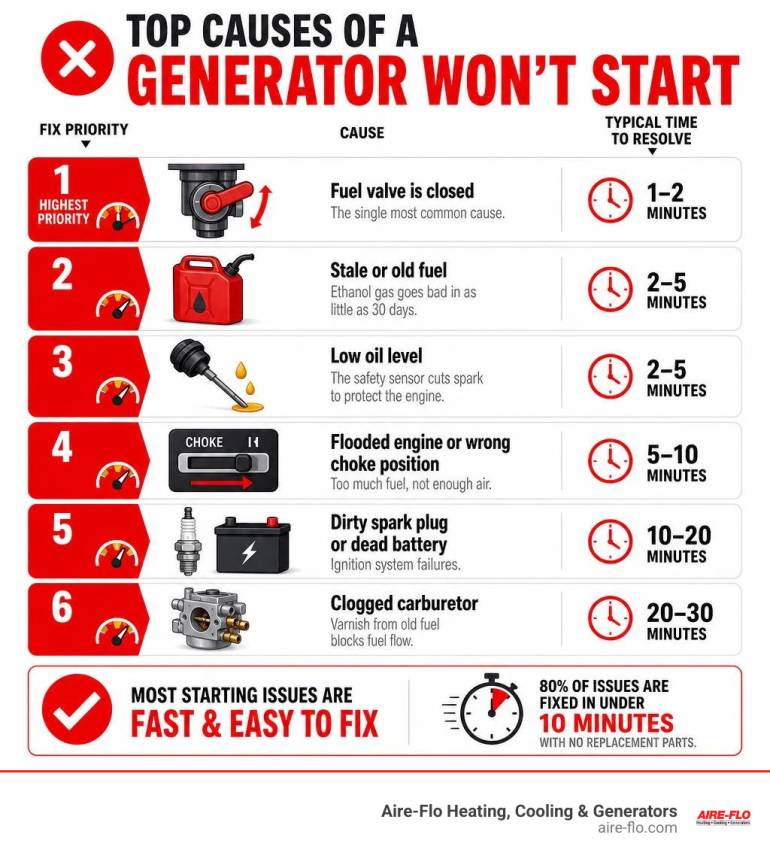 Generator Won’t Start? Essential Fixes