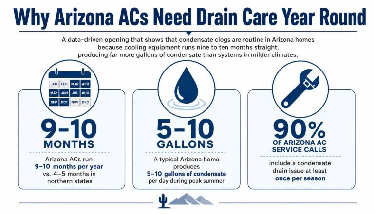 How to Prevent AC Condensate Drain Clogs in Arizona